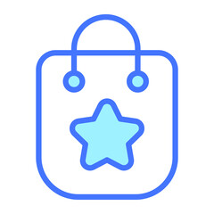 Shopping Bag blue outline icon, Merry Christmas and Happy New Year icons for web and mobile design.