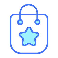 Shopping Bag blue outline icon, Merry Christmas and Happy New Year icons for web and mobile design.