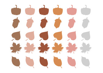 秋の植物のシルエット背景素材