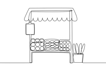 Grocery or bakery stall counter at marketplace