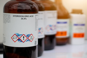 hydrochloric acid, a chemical used in laboratories