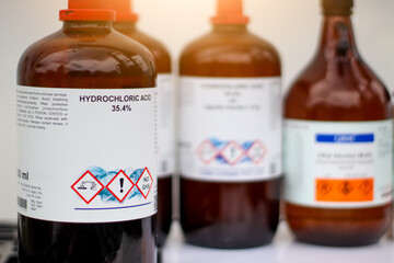 hydrochloric acid, a chemical used in laboratories