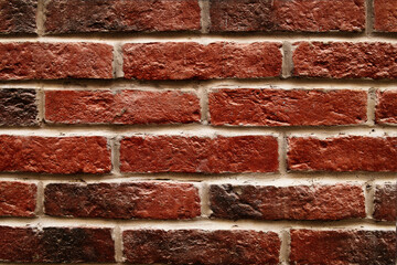 Old red brick wall close up. Texture and background