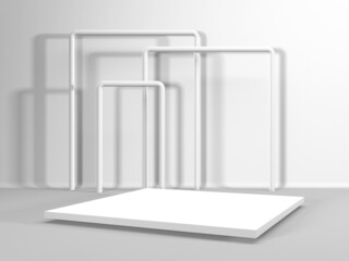 Abstract scene podium mockup. Award ceremony concept