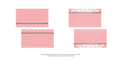 Business card in pink with vintage white ornaments for your business.