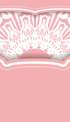 Baner pink with greek white pattern for design under your logo or text