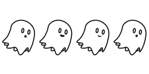 Obraz premium Coloring Book Cute Ghost - Amazing vector line art of a cute little ghost suitable for background, design asset, halloween, children book, children coloring book, clip art, and illustration in general
