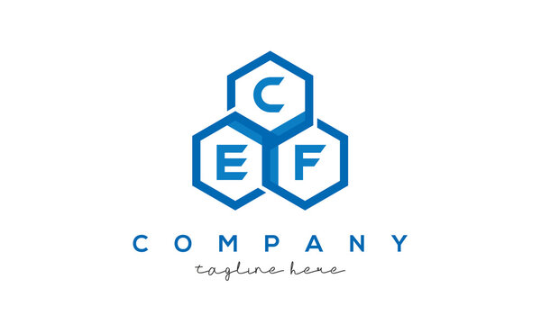 CEF three letters creative polygon hexagon logo