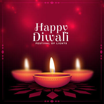 traditional happy diwali festival card red background