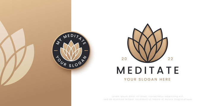 beauty spa gold lotus flower logo design