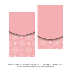 Pink business card with vintage white pattern for your contacts.