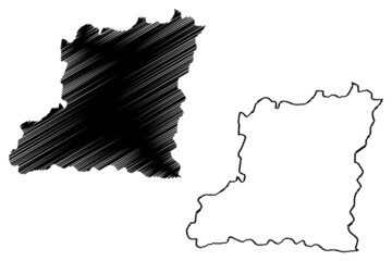 Karnal district (Haryana State, Republic of India) map vector illustration, scribble sketch Karnal map