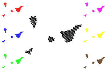 Province of Santa Cruz de Tenerife (Kingdom of Spain, Canary Islands) map vector illustration, scribble sketch Tenerife, La Gomera, El Hierro, and La Palma map