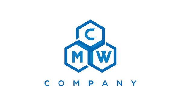 CMW three letters creative polygon hexagon logo