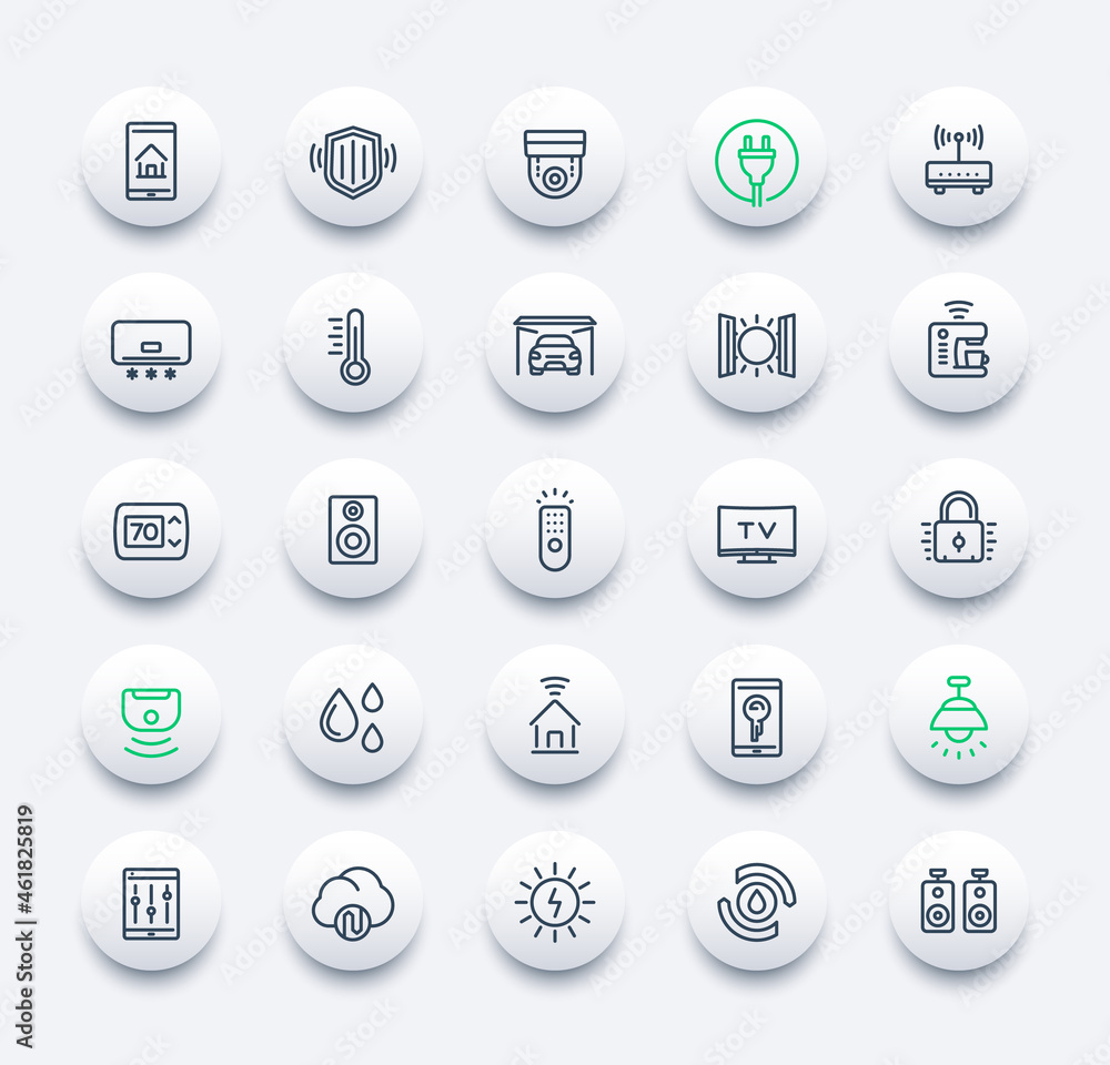 Canvas Prints smart house and home automation icons, line vector set