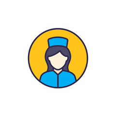 nurse icon with outline, vector