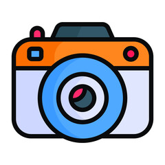 camera colored line icon, Merry Christmas and Happy New Year icons for web and mobile design