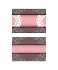 Greeting Brochure in pink color with abstract white ornament for your design.