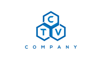 CTV three letters creative polygon hexagon logo