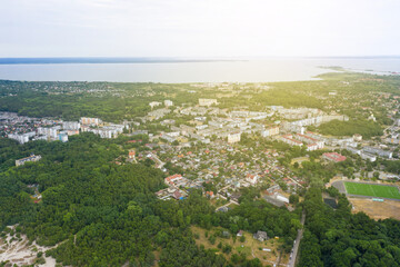 Fototapeta na wymiar Baltiysk is a seaport town near baltic sea. Aerial view