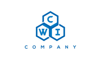 CWI three letters creative polygon hexagon logo
