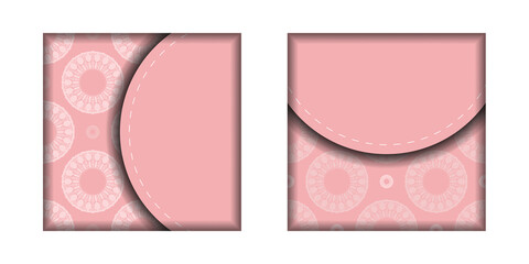 Congratulatory Brochure in pink color with Indian white ornaments for your design.