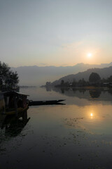 Morning sunlight touching the lake water