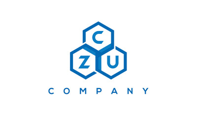 CZU three letters creative polygon hexagon logo - obrazy, fototapety, plakaty