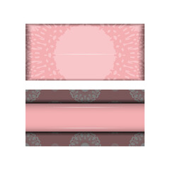 Congratulatory Leaflet in pink color with a mandala in a white pattern prepared for printing.