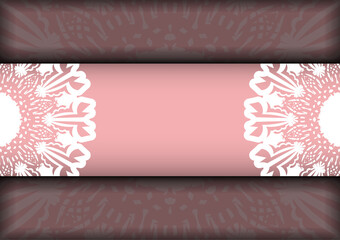 Congratulatory leaflet pink with mandala white ornament for your design.