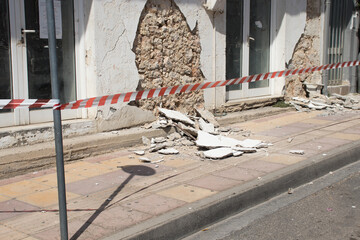 Heraklion, Crete, Greece, September 28 2021: A day after the catastrophic earthquake 5,8 magnitude...