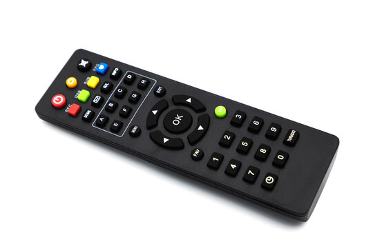 Close-up Of television remote control isolated on white background