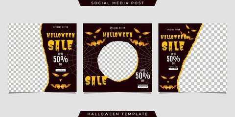 Halloween social media post sale template design. Very suitable for banner, poster, flyer, advertising, etc.