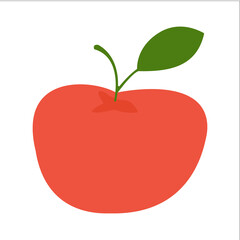 Red apple on white background, vector image