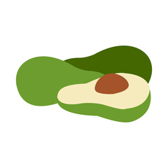 Three avocado fruit flat vector icons, design illustration