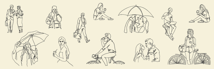 Decorative diverse women's men's body pattern frame border background. Multiethnic team group crowd community. Hand drawn grunge line drawing doodle black and white vector illustration poster.