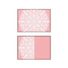 Postcard template in pink color with an abstract white pattern for your congratulations.