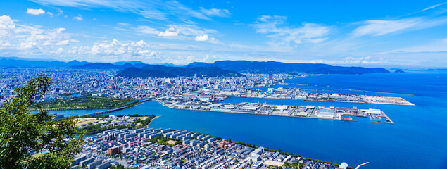 Landscape of Takamatsu city in Kagawa prefecture Japan