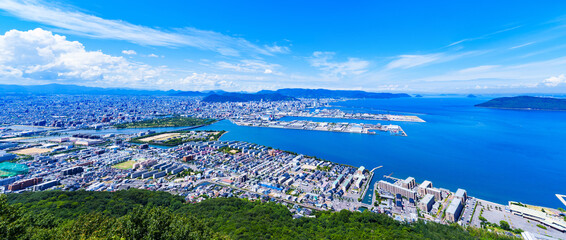 Landscape of Takamatsu city in Kagawa prefecture Japan