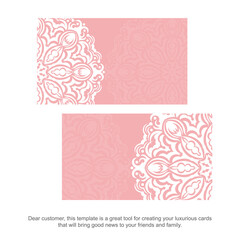 Business card in pink with abstract white pattern for your brand.