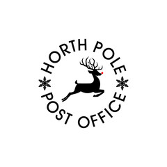 North pole post office stamp icon isolated on white background