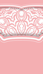 Pink background with vintage white ornament for design under your logo or text