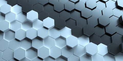 Texture and background from volumetric hexagons of white and black colors