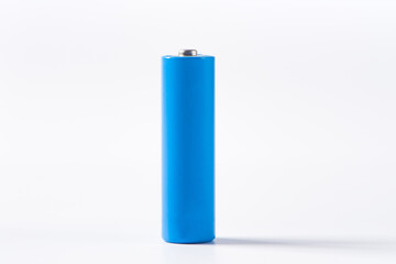 a blue AA batterY isolated on white background