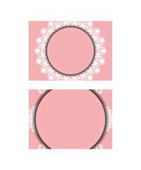 Brochure template pink color with mandala white ornament for your design.