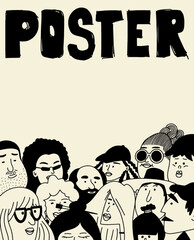 Outline people. Face avatars. Men and women. Various haircuts. Minimalistic icons. Black and white graphic vector set. Cartoon style, simple flat design. Trendy illustration. Heads of people.