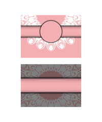 Brochure template in pink color with Greek white pattern for your congratulations.