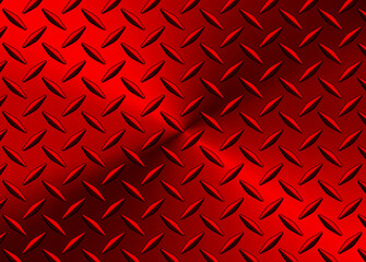 Red polished steel texture background, shiny radial chrome metallic gradient with diamond plate texture, vector lustrous metal design.