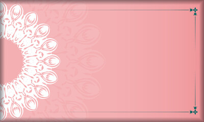 Pink banner template with Greek white ornaments and place for your text