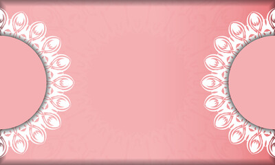 Pink color banner template with indian white pattern for design under your text
